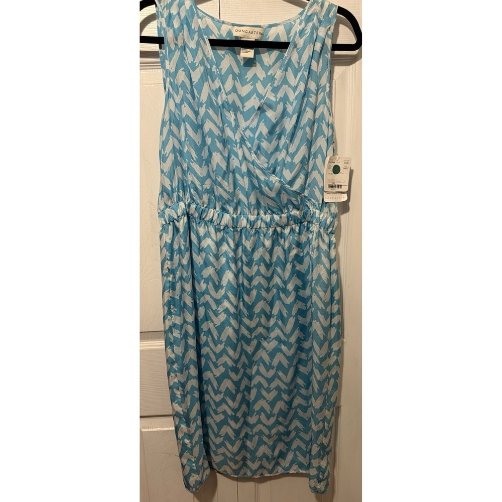 DONCASTER 100% Silk turquoise White Sleeveless Women's  Dress Size 8 NWT $265